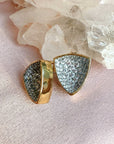 Statement Silver Earrings - Gold & Silver Concave Pave Studs - Camille Jewelry