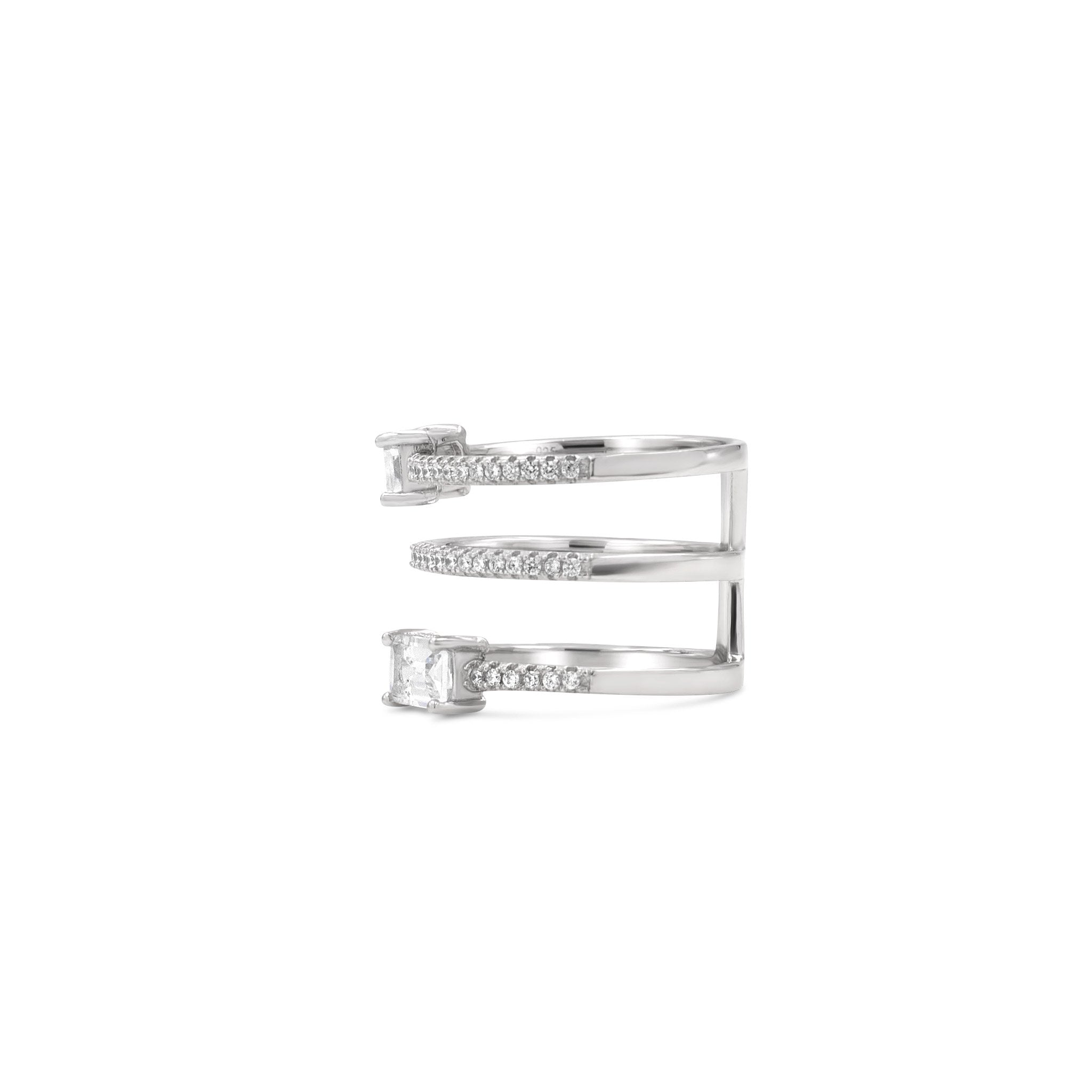 Sterling Silver - Baguette Layered Ring - Camille Jewelry