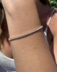 Sterling Silver Casual Tennis Bracelet on models wrist- Camille Jewelry