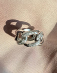 Sterling Silver Cuban Link Ring – Pavé Statement Jewelry - Camille Jewelry