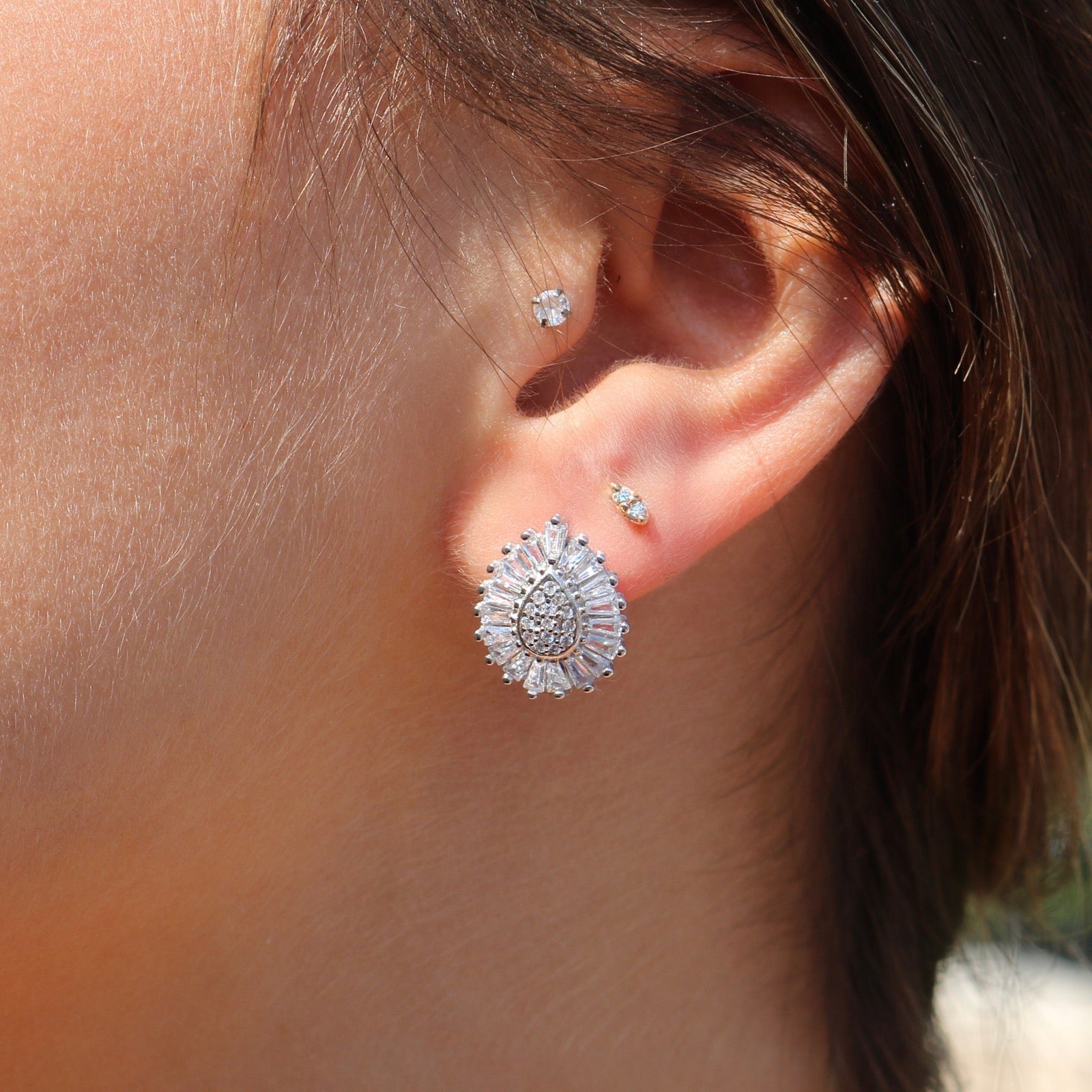Sterling Silver Fancy Teardrop Earrings - Camille Jewelry