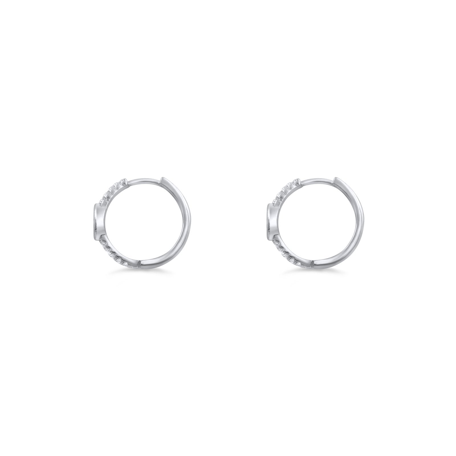 Sterling Silver - Marquise Pave Small Hoop Earrings - Camille Jewelry