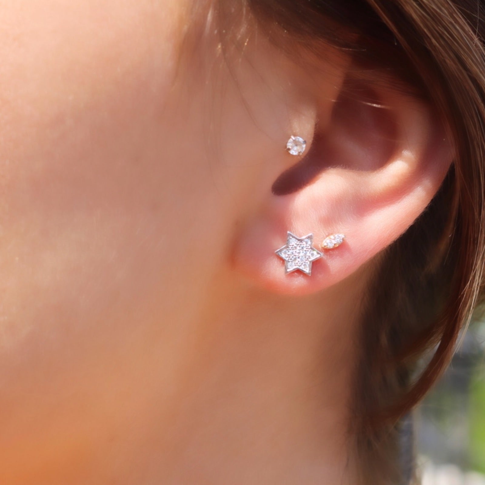 Sterling Silver Star Pave Stud Earrings - Camille Jewelry