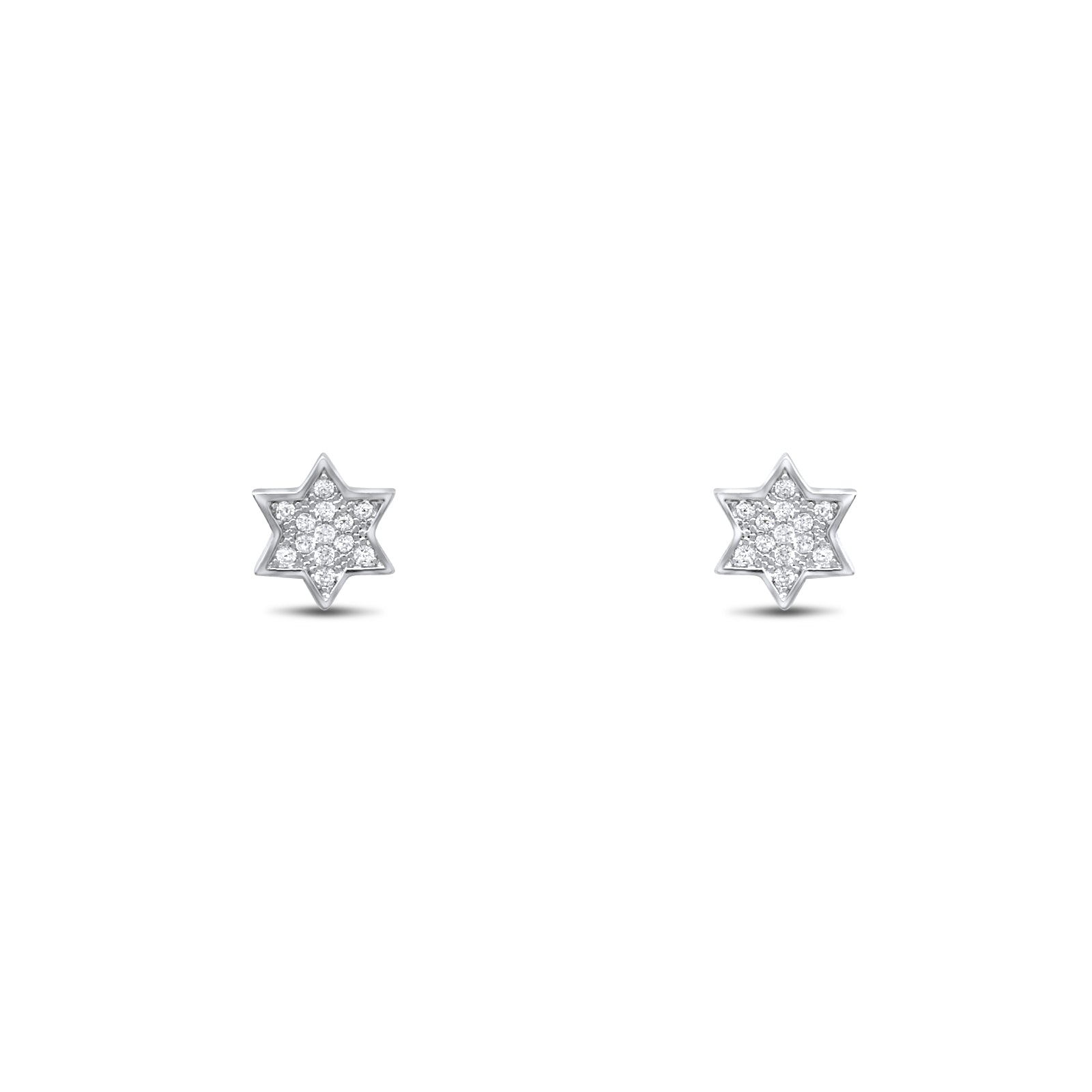 Sterling Silver Star Pave Stud Earrings - Camille Jewelry
