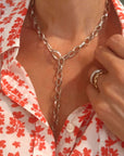 Sterling Silver Textured Link Necklace – Adjustable Modern Chain - Camille Jewelry