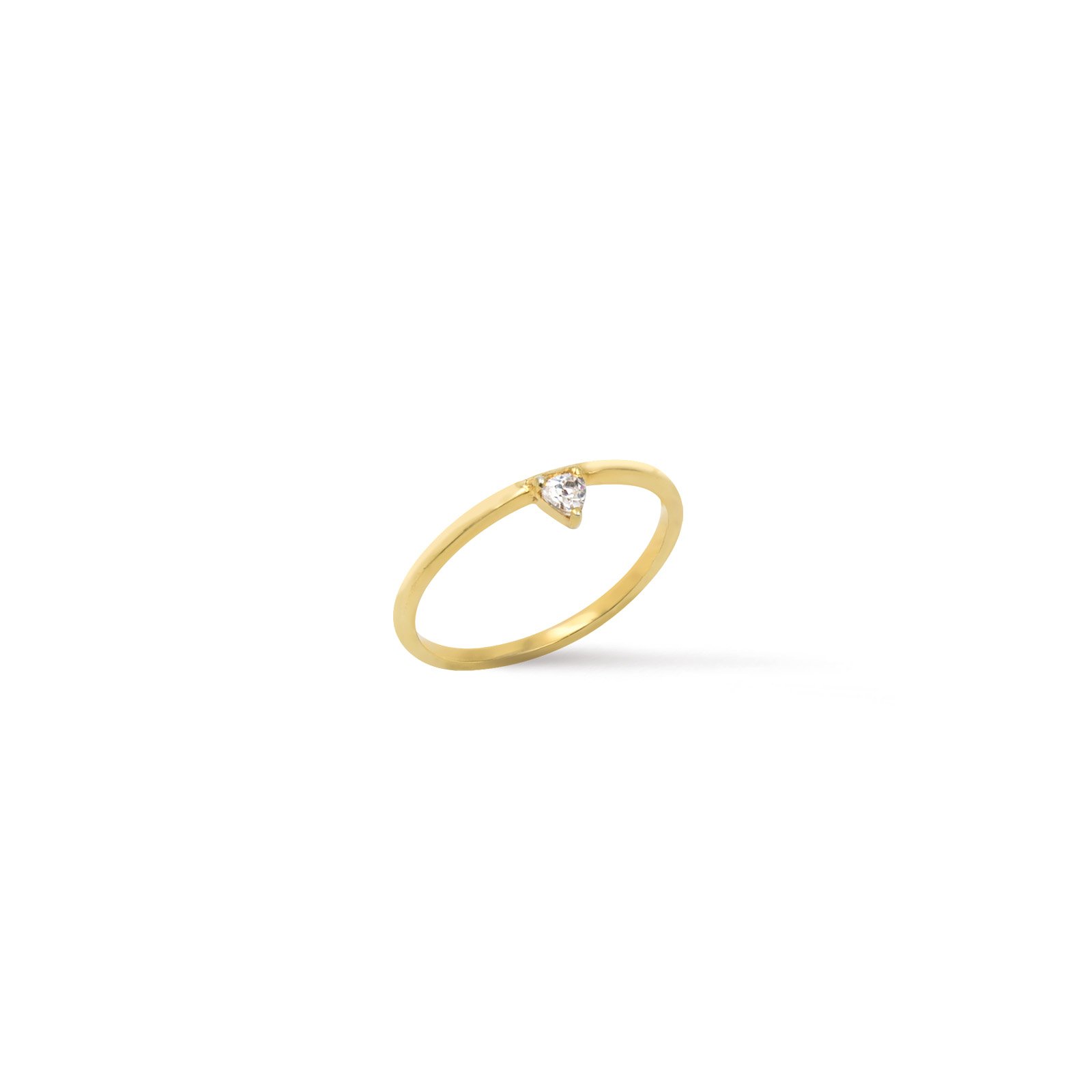 Vermeil Dainty Trillion Band Ring On White Background- Camille Jewelry
