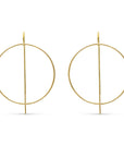 Threader hoop earrings in 14K gold filled with a pull through chain on a white background by Camille Jewelry