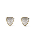 Trillion Gold Stud Earrings with Concave Pavé Sparkle on a white background- Camille Jewelry