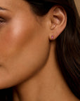 Tiny Stud Earrings in Natural Gemstone and 14K Gold - Camille Jewelry