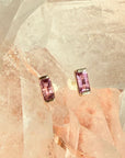Tiny Stud Earrings in Natural Gemstone and 14K Gold - Camille Jewelry