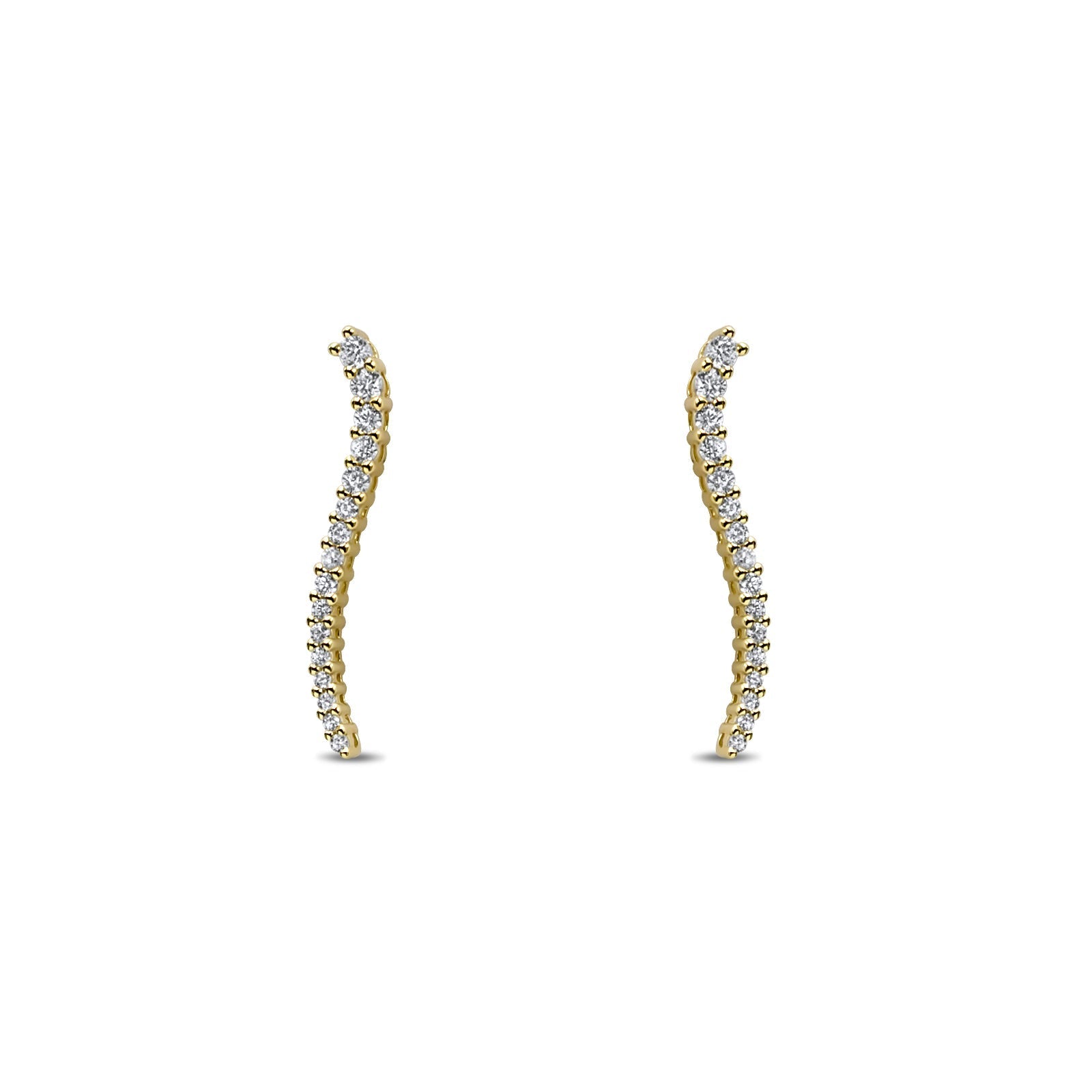Vermeil Curved Pave Bar Stud Earrings - Camille Jewelry