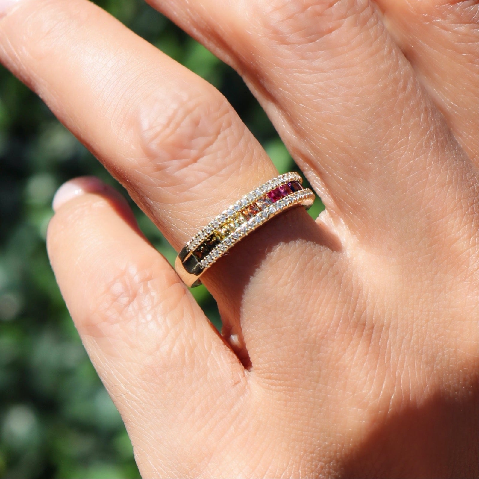 Vermeil - Rainbow Pave Ring - Camille Jewelry