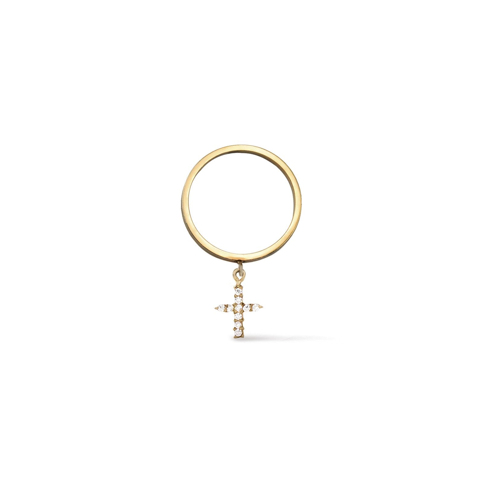 Vermeil & Sterling Silver Cross Charm Ring - Camille Jewelry