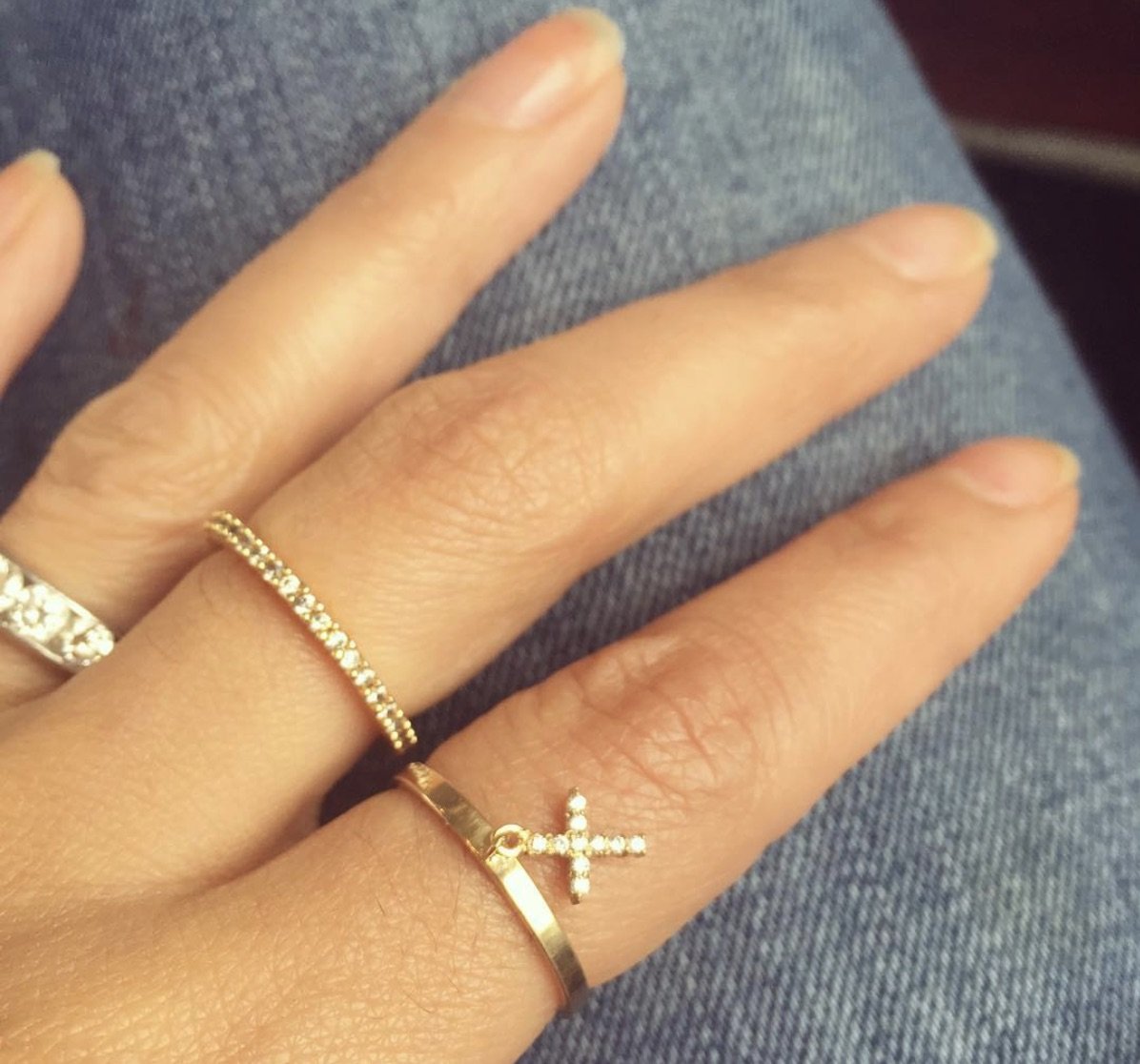 Vermeil &amp; Sterling Silver Cross Charm Ring - Camille Jewelry