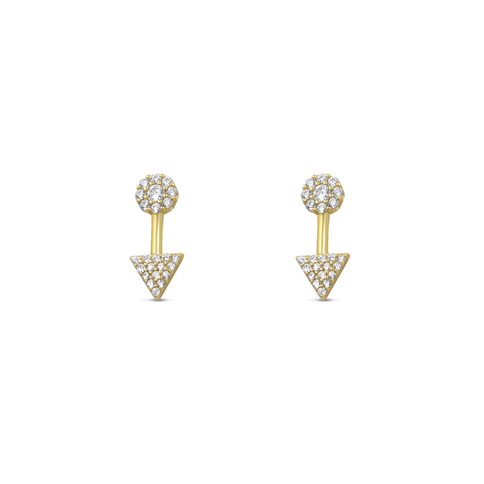 Vermeil &amp; Sterling Silver - Pave Arrow Stud Earrings - Camille Jewelry