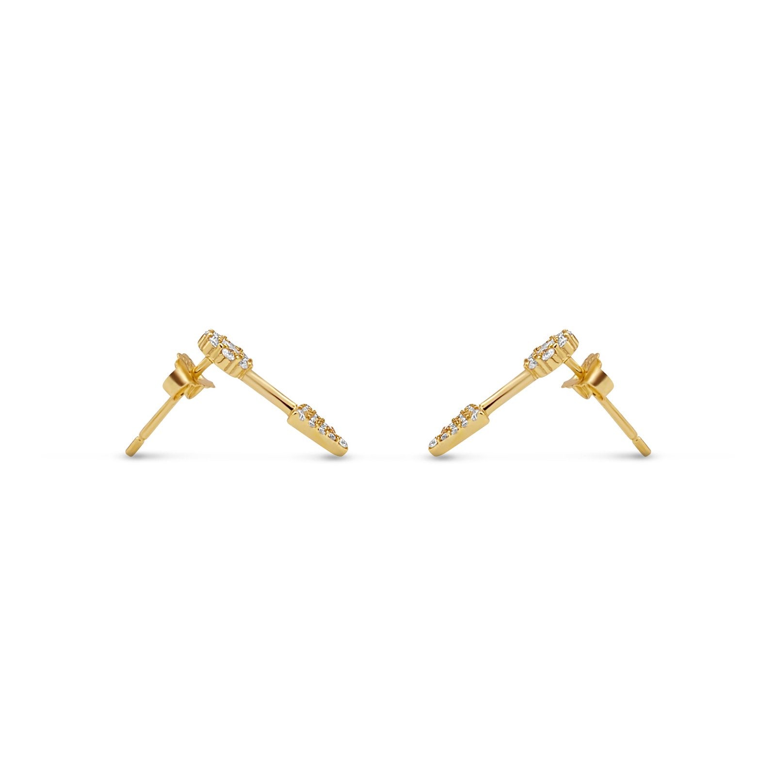 Vermeil & Sterling Silver - Pave Arrow Stud Earrings - Camille Jewelry