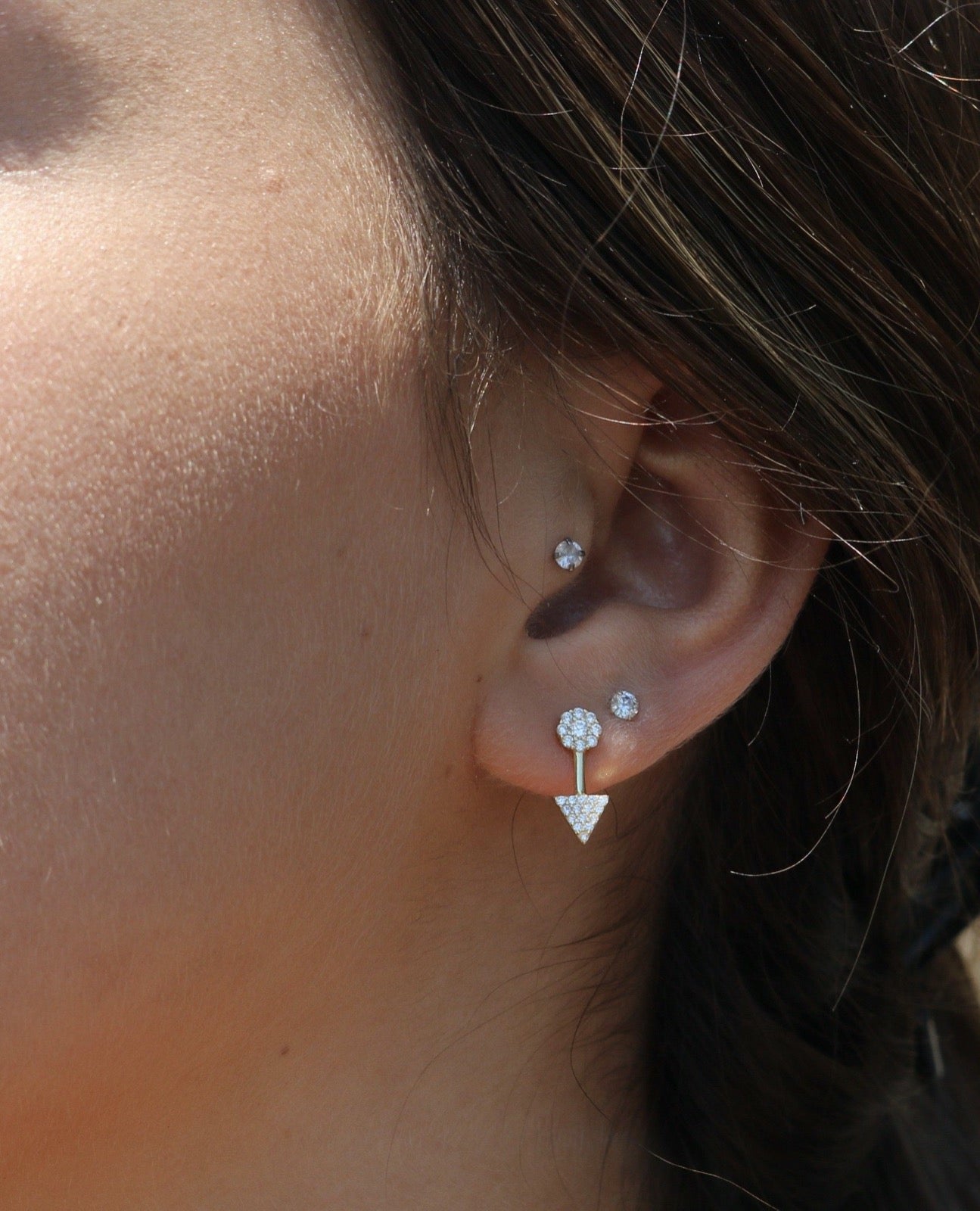 Vermeil & Sterling Silver - Pave Arrow Stud Earrings - Camille Jewelry
