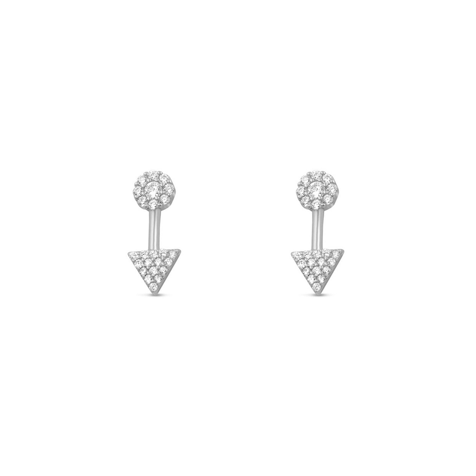 Vermeil & Sterling Silver - Pave Arrow Stud Earrings - Camille Jewelry