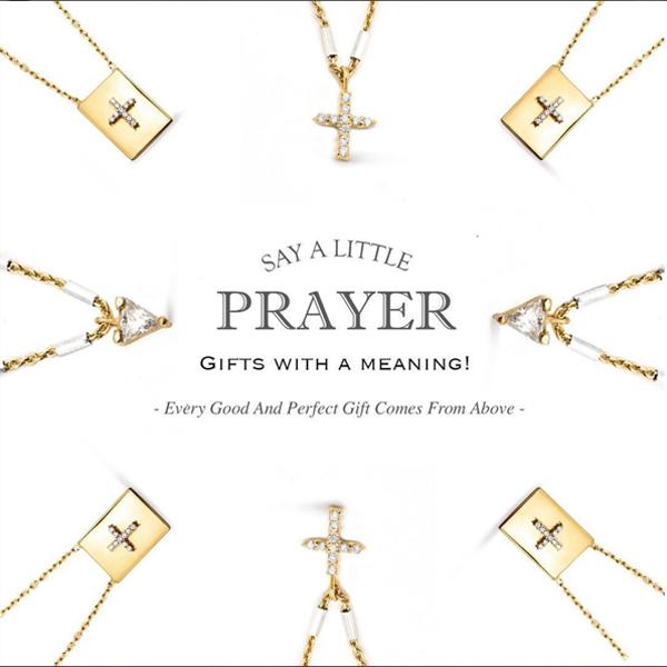 Vermeil &amp; Sterling Silver - Pave Cross Necklace - Camille Jewelry