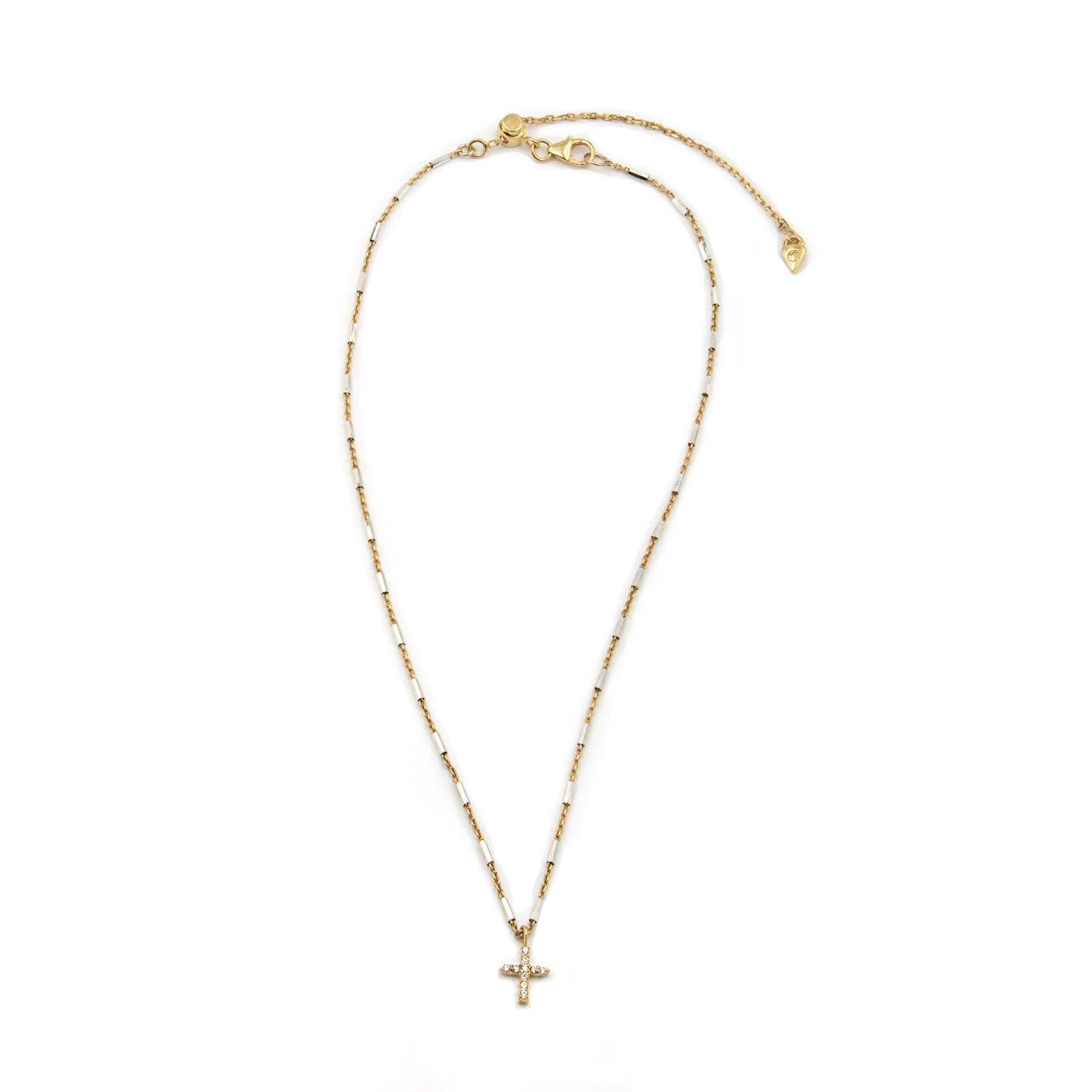 Vermeil & Sterling Silver - Pave Cross Necklace - Camille Jewelry