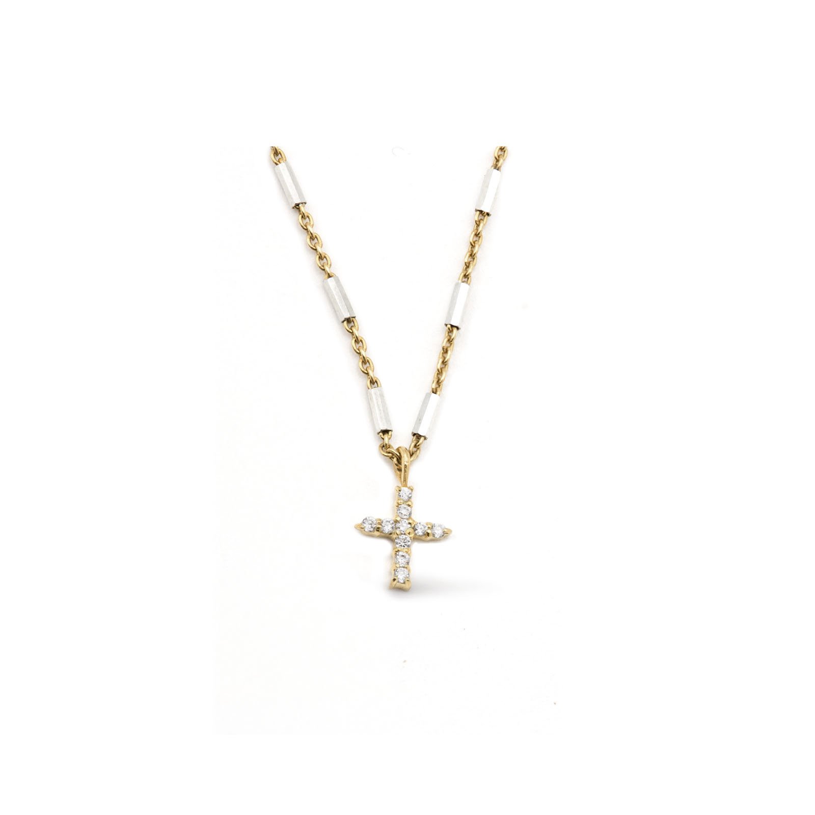 Vermeil & Sterling Silver - Pave Cross Necklace - Camille Jewelry