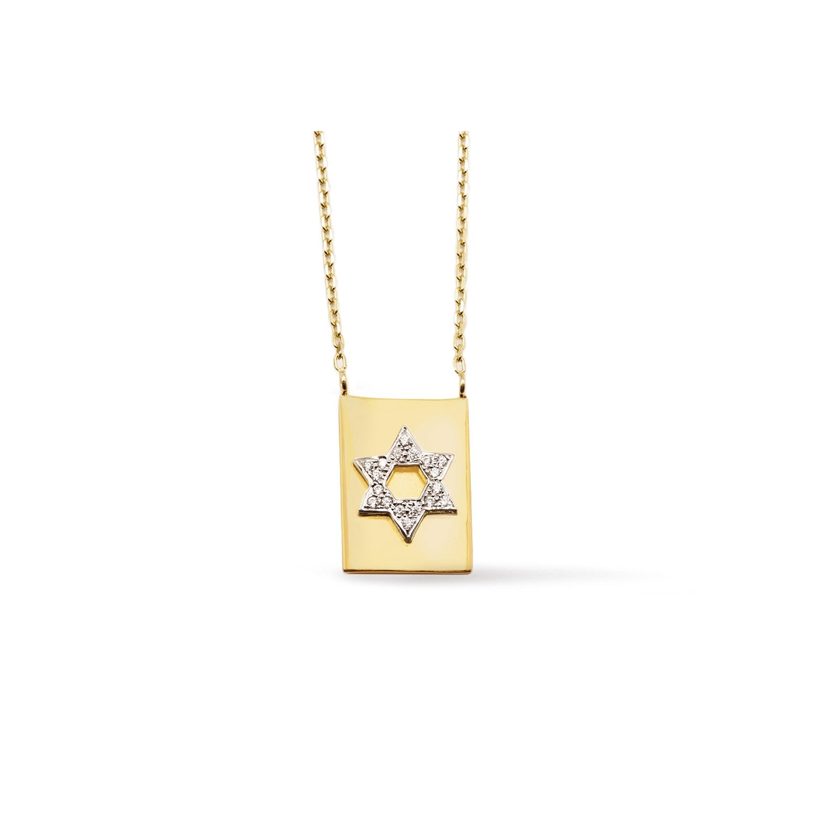 Vermeil &amp; Sterling Silver - Pave Star of David Scapular Necklace - Camille Jewelry