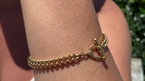 GOLD FILL CURB CHAIN TOGGLE BAR BRACELET - CAMILLE JEWELRY