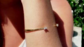 Open pear shaped diamond gold bangle | Camille Jewelry