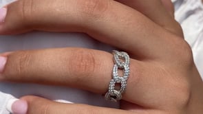 STERLING SILVER CURB CHAIN PAVE RING - CAMILLE JEWELRY