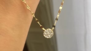disk pave necklace on fancy chain | Camille Jewelry 