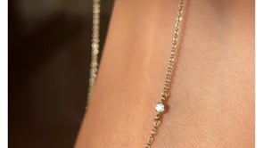 Gold initial necklace with diamond bezel accent | Camille Jewelry