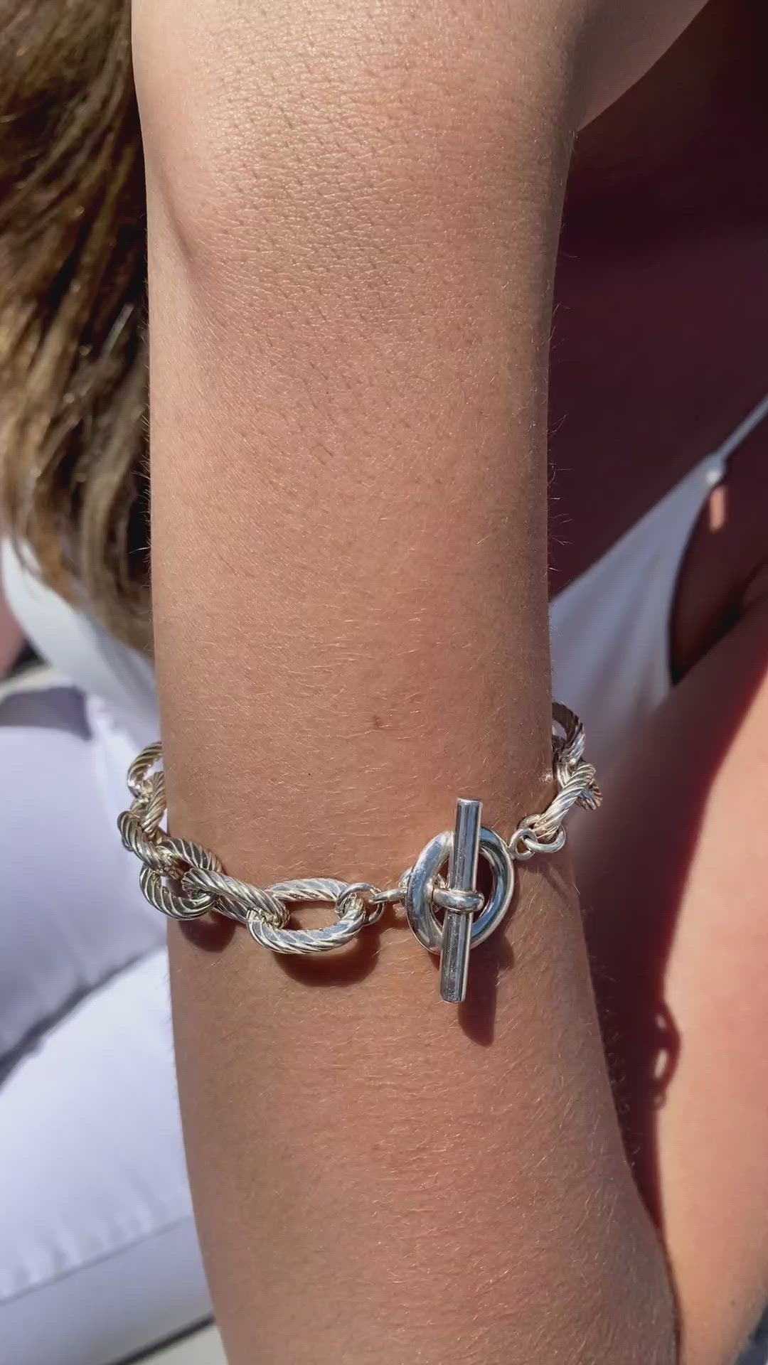 STERLING SILVER ROPE TEXTURE LINK BRACELET - CAMILLE JEWELRY