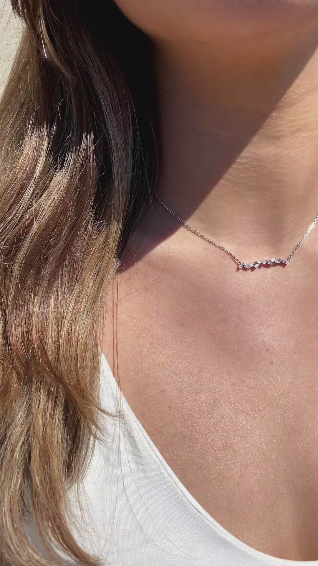 STERLING SILVER BAGUETTE STYLE NECKLACE - CAMILLE JEWELRY