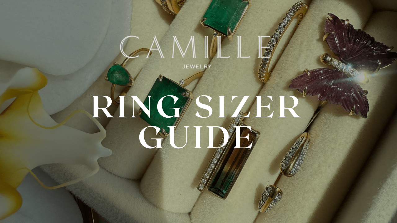 Free Ring Sizer Cover with gemstone jewelry by Camille Jewelry 