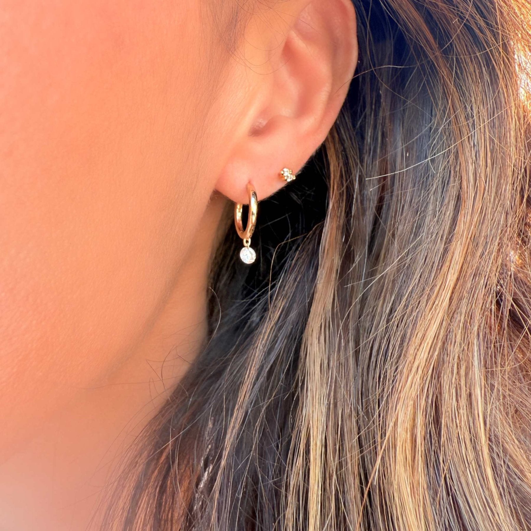 1/3 CTW Drilled Diamond Hoop Earrings in Gold - Camille Jewelry