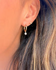 1/3 CTW Drilled Diamond Hoop Earrings in Gold - Camille Jewelry