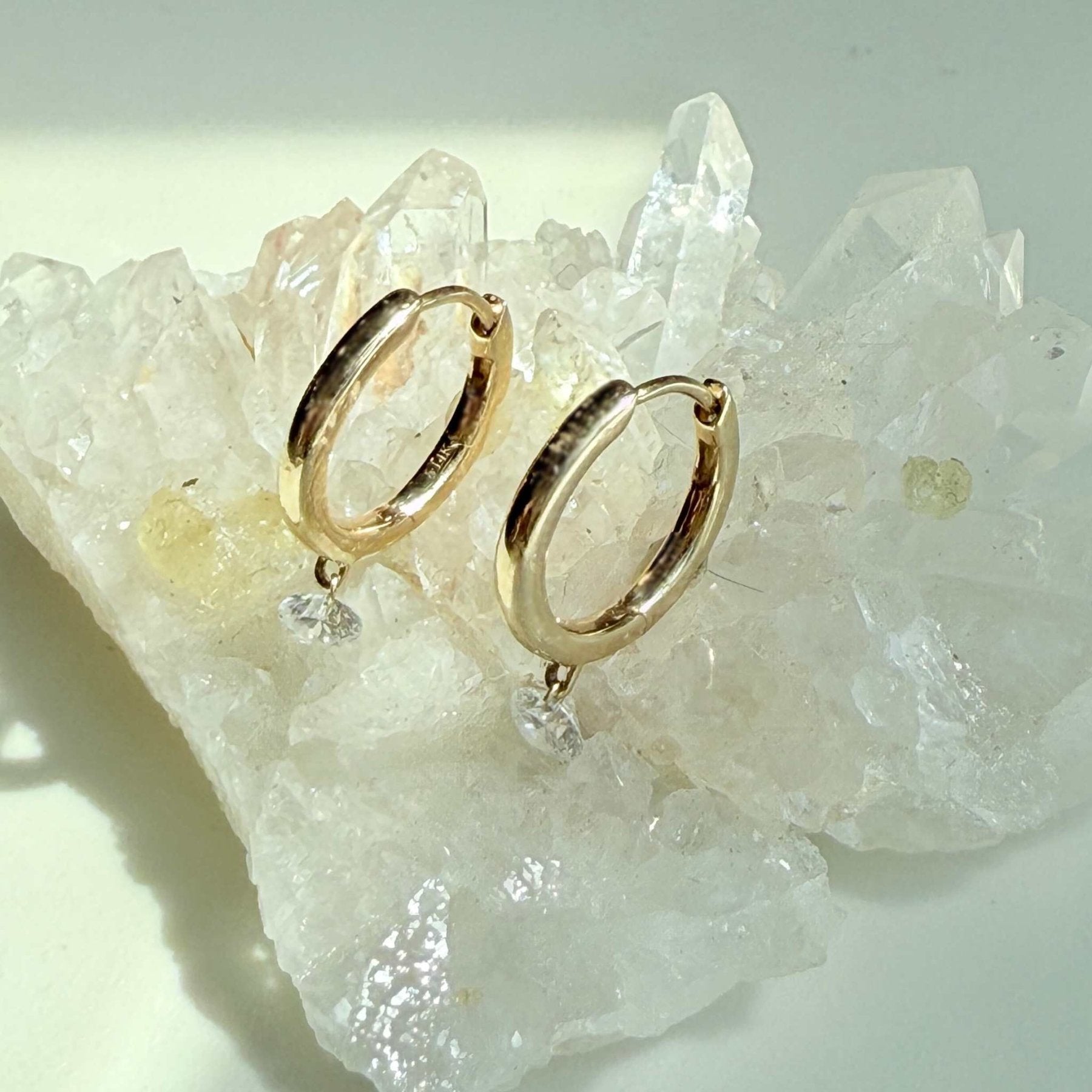 1/3 CTW Drilled Diamond Hoop Earrings in Gold - Camille Jewelry