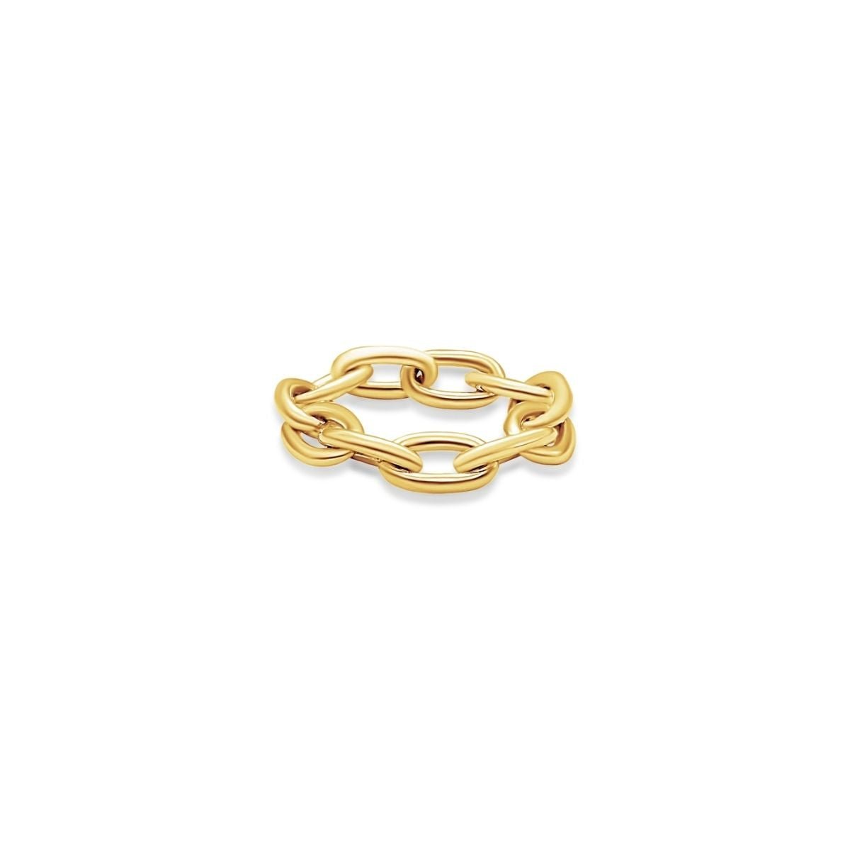 14K Gold Chain Ring, Flexible Cable Design, Camille Jewelry