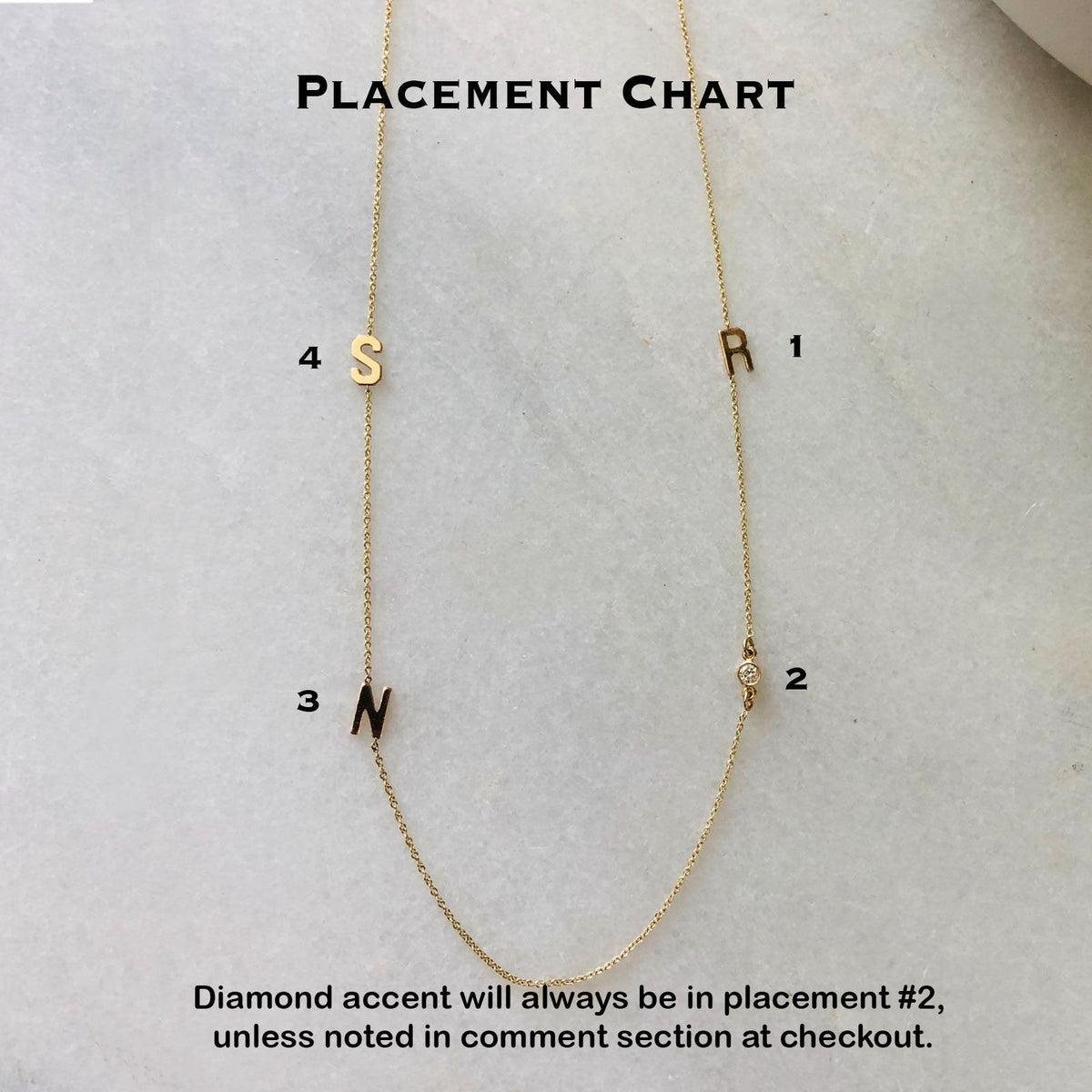 14K Gold Yellow Initial Necklace – Custom Letter &amp; Diamond Accent Necklace - Camille Jewelry