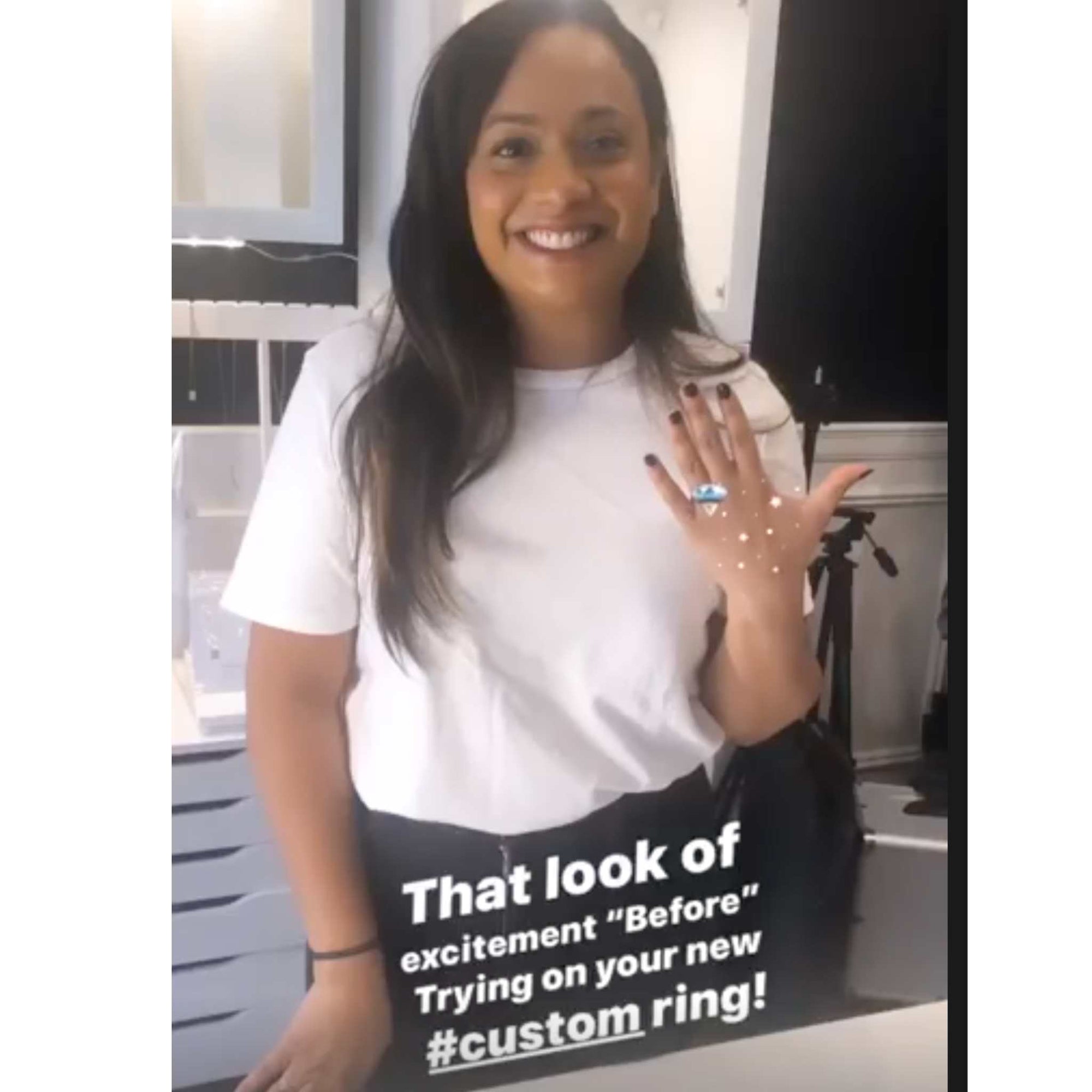custom ring design for smiling customer - Camille Jewelry