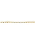 14K yellow gold paperclip bracelet with diamond links on a white background by Camille Jewelry. 