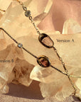 gold filled bracelets on display on quartz stone