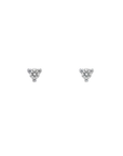 Pair of tiny round diamond stud earrings in yellow gold with three-prong setting, Camille Jewelry