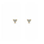 Tiny diamond stud earring in yellow gold worn on model’s ear, Camille Jewelry