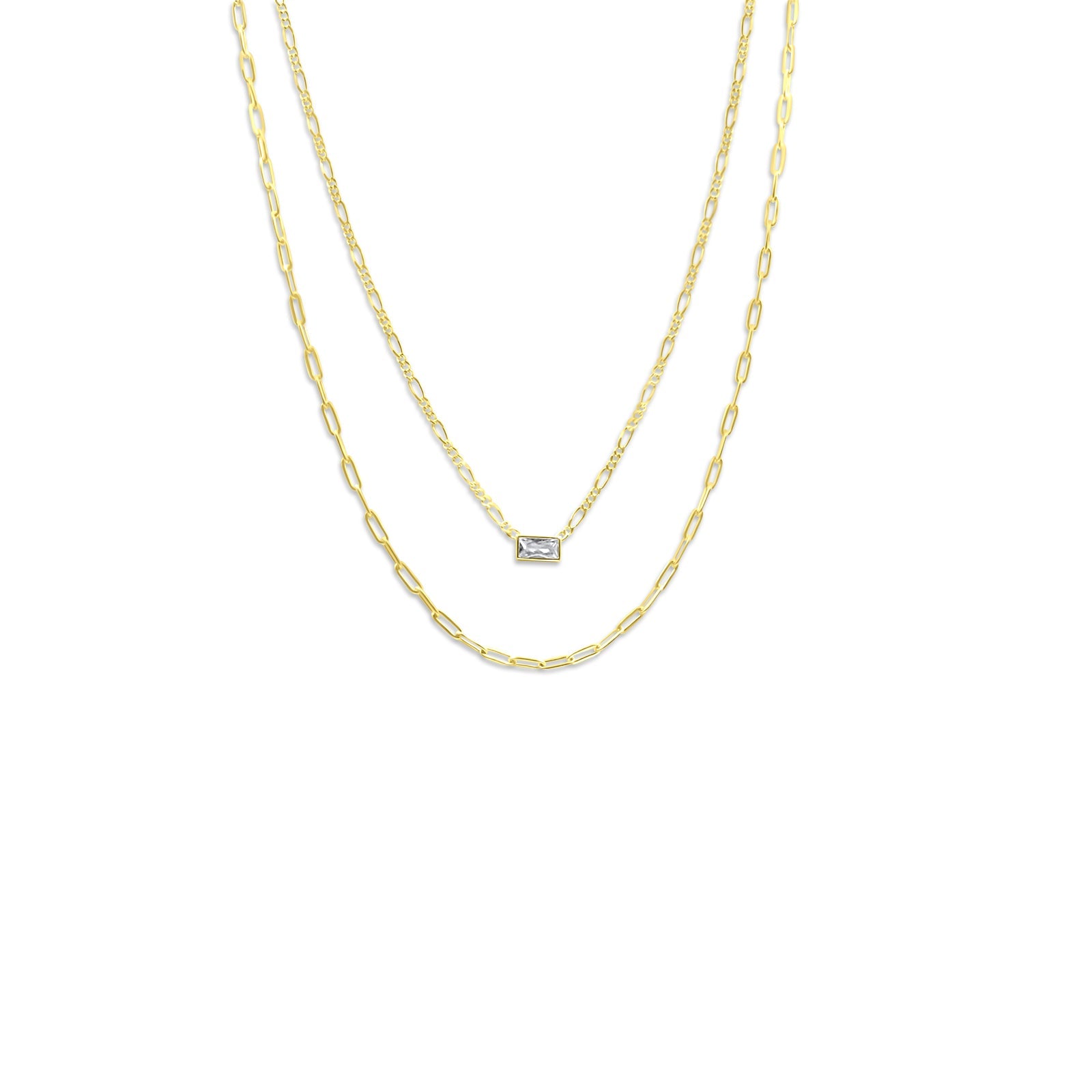 Close up view of the Vermeil Gold Chain Layers Necklace
