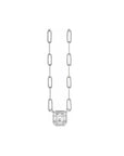 Asscher Cut Moissanite Pendant Necklace in 14K white Gold on a white background- Camille Jewelry