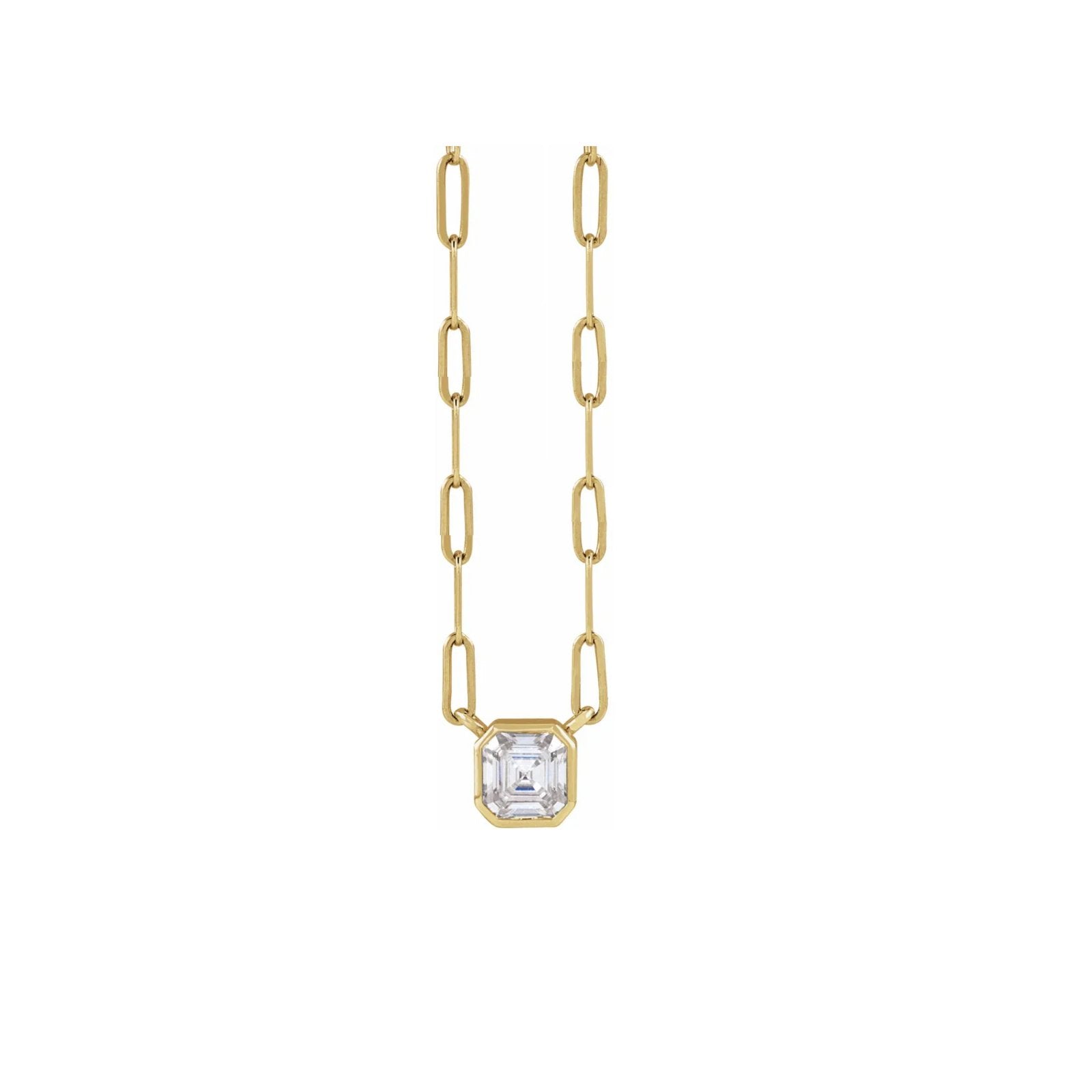 Asscher Cut Moissanite Necklace - Camille Jewelry