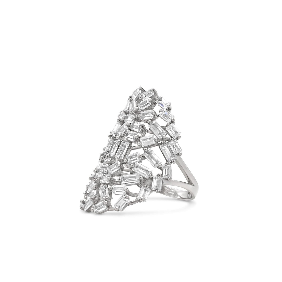 Baguette Sterling Silver Cocktail Ring – Luxury Statement Jewelry - Camille Jewelry