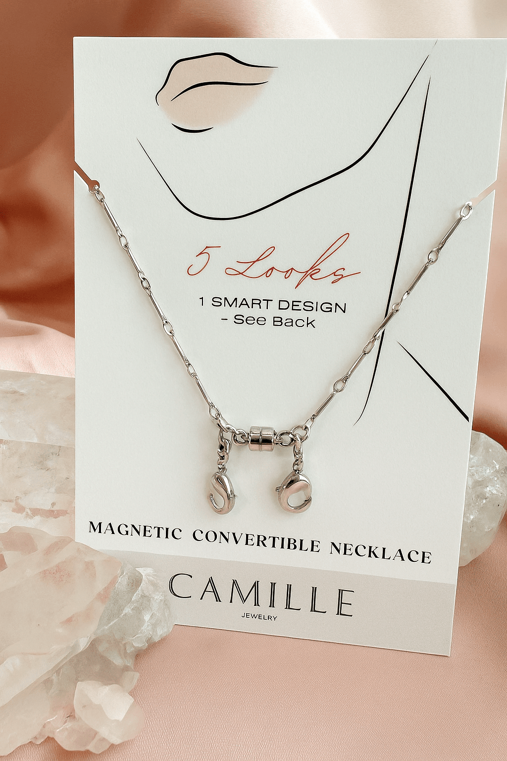 Bar Chain Necklace with Eyeglass Chain Connectors - Camille Jewelry