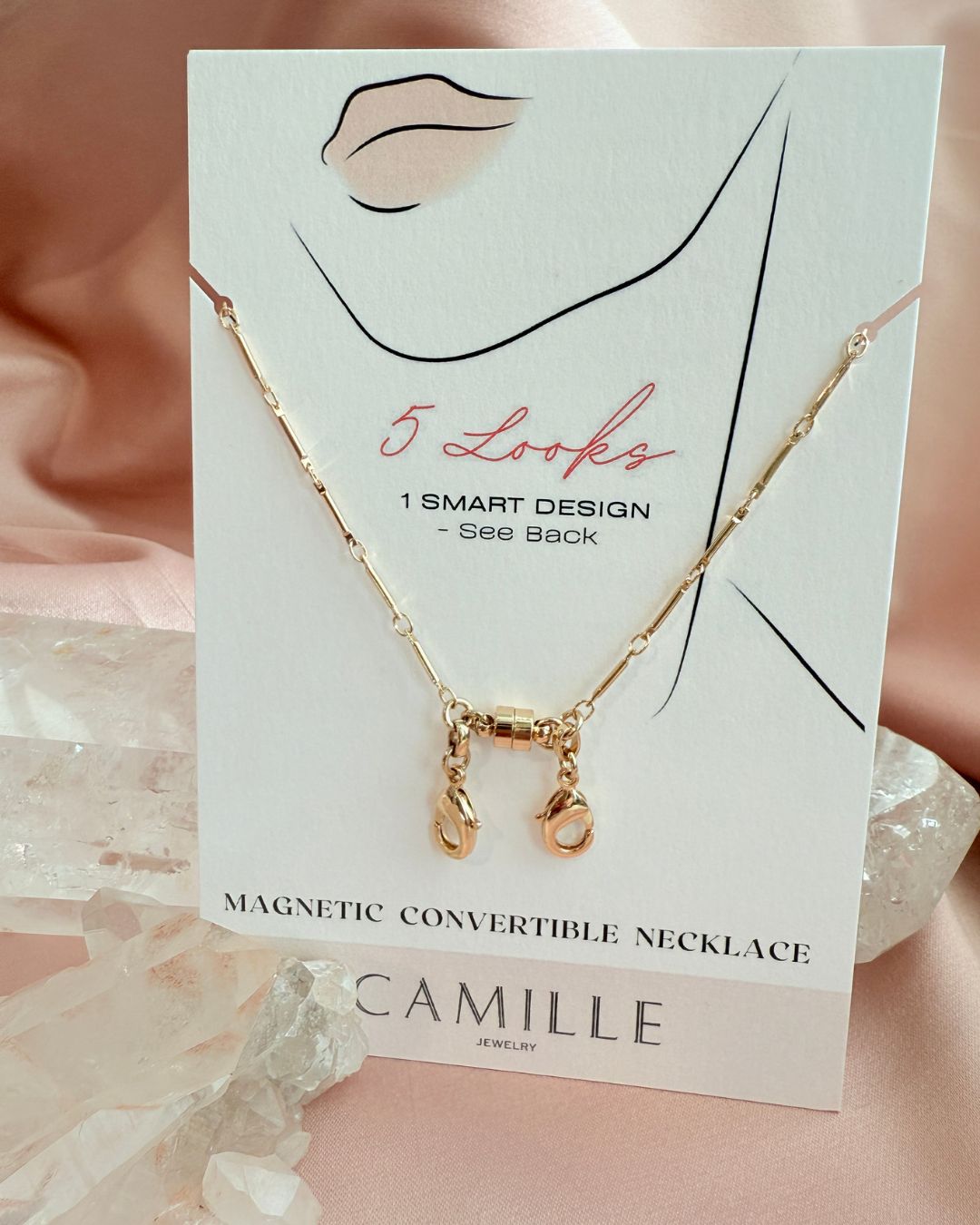 Bar Chain Necklace with Eyeglass Chain Connectors - Camille Jewelry